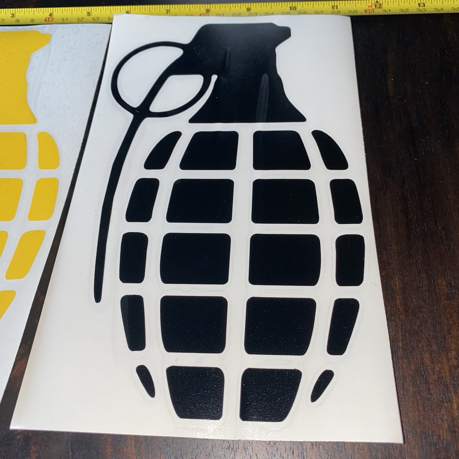Lot of 2 GRENADE Vinyl Decals – 5 x 9 Yellow & Black