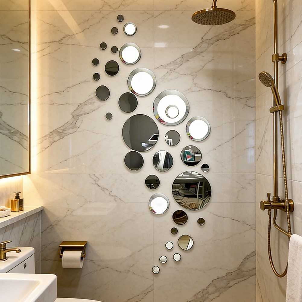 Plastic Acrylic Circular Mirror Wall Sticker for Easy Indoor Installation