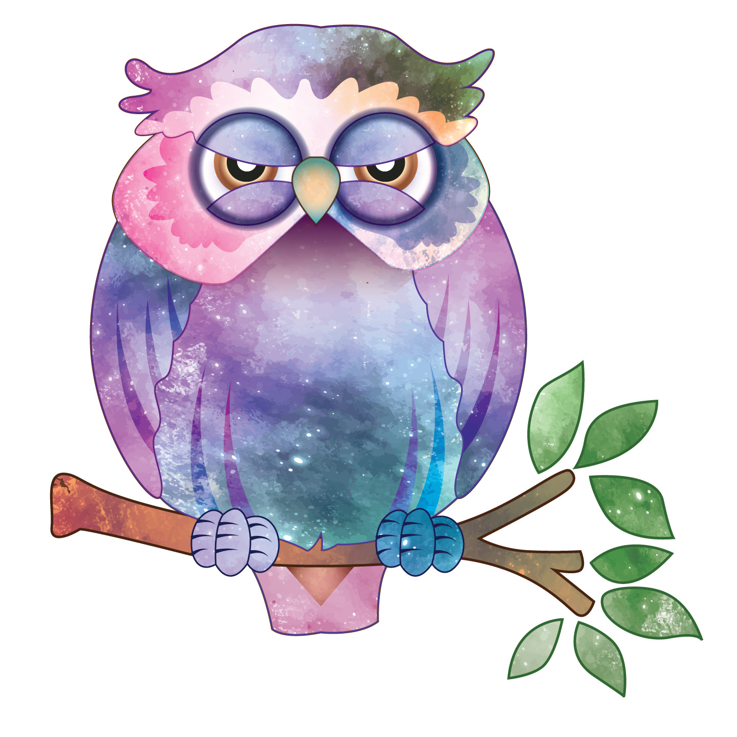 Adhesive Nursery Home Art Vinyl Multi-colored Sleepy Owl Wall Decoration Sticker