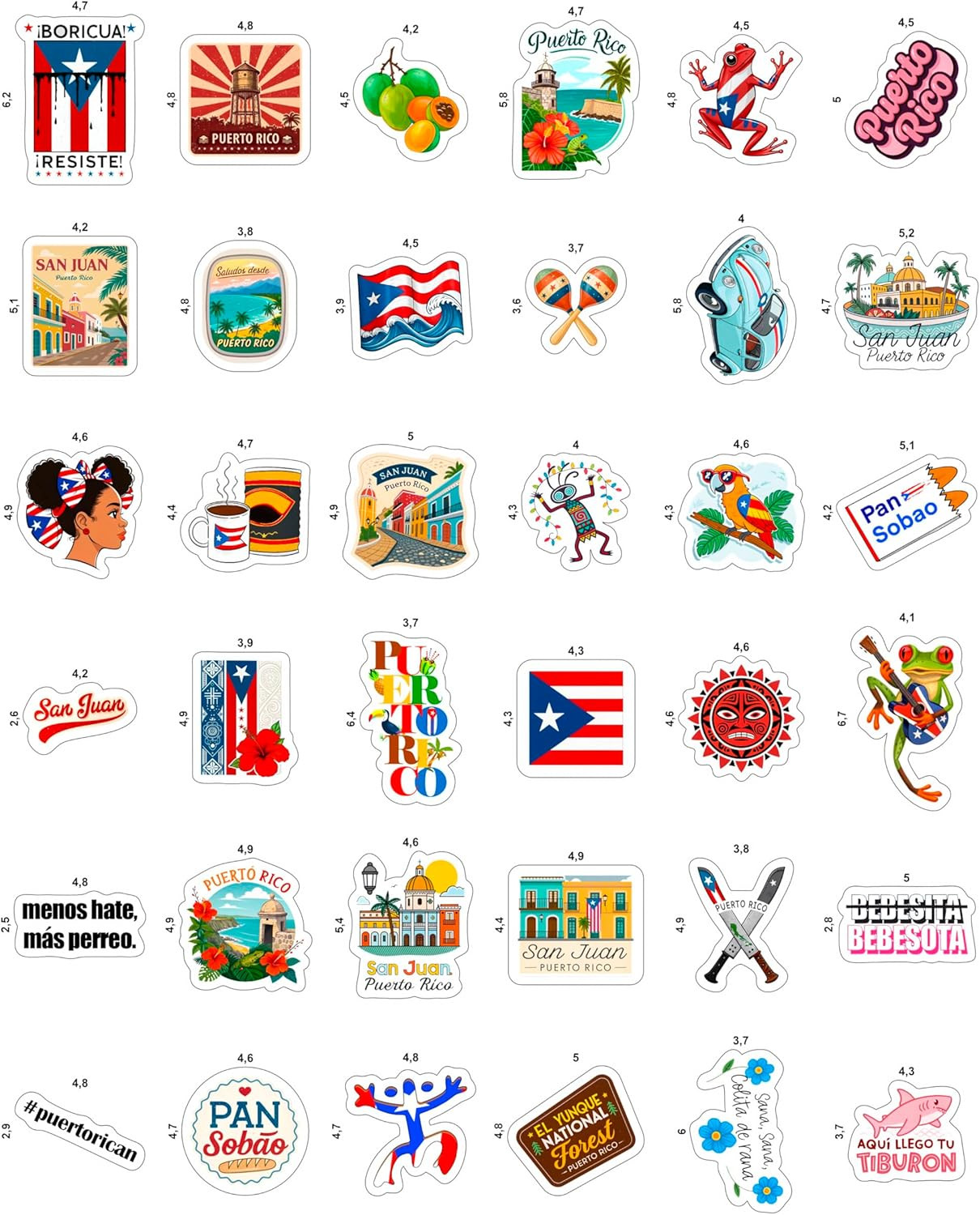 100Pcs Puerto Rico Stickers and Decals for Water Bottle, Laptop – Puerto Rico Gi