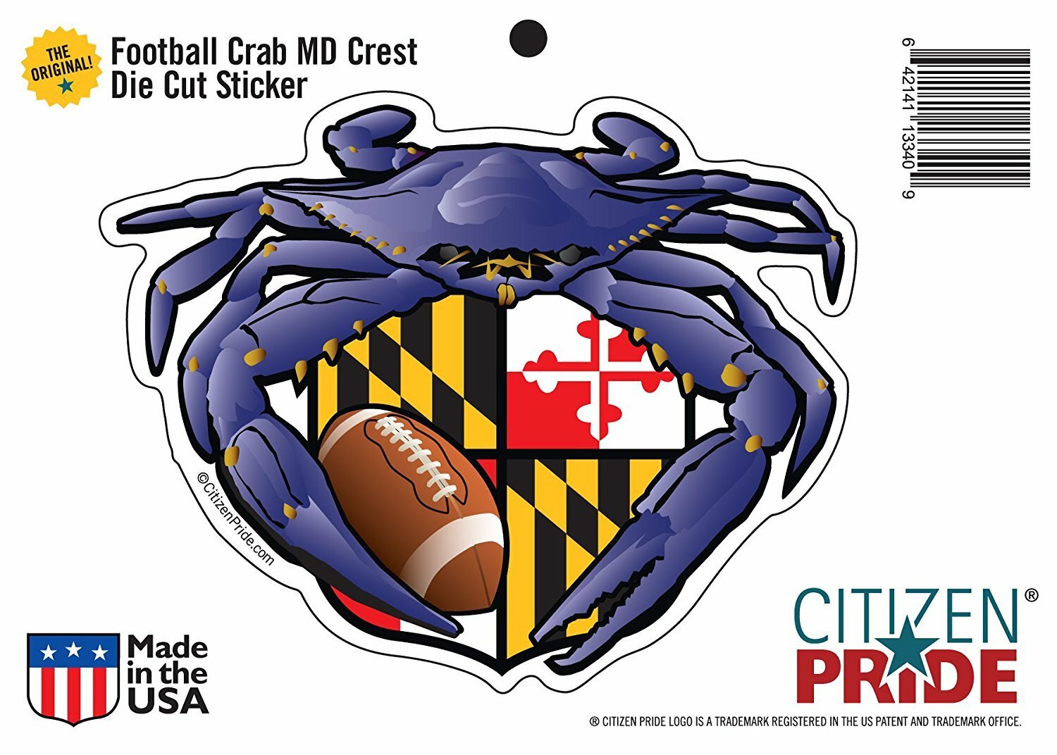 Raven Crab Football Maryland Crest Sticker, 5×4