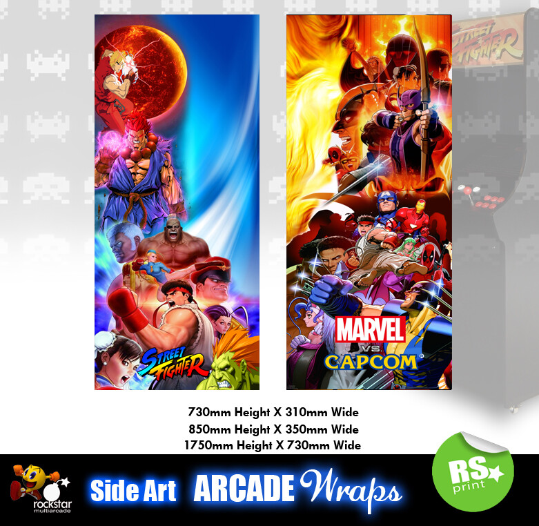 Street Fighter Marvel Arcade Side Artwork Panel Stickers Graphics All Sizes