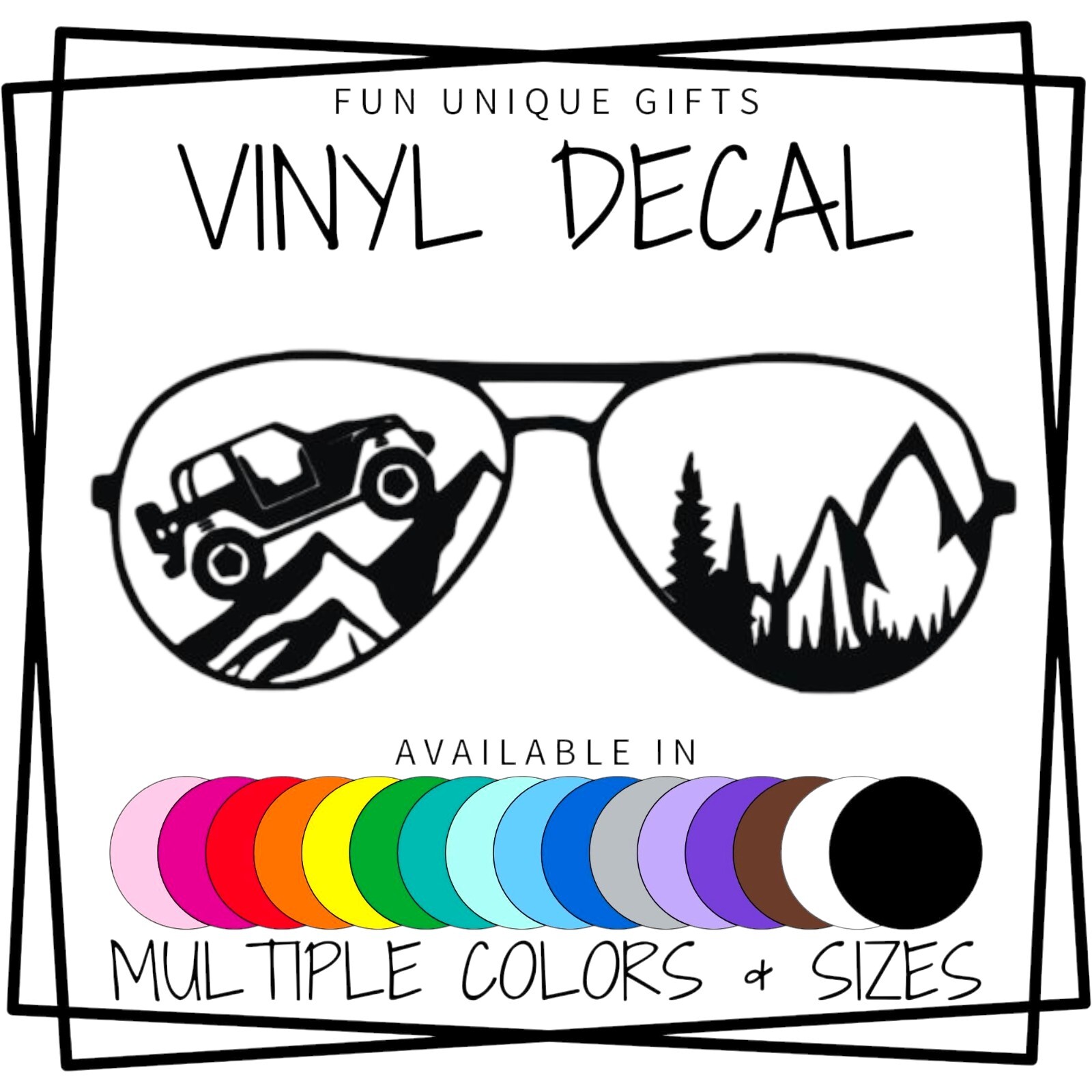 Jeep Glasses Vinyl Decal Sticker -Multiple Colors & Sizes- FREE SHIPPING