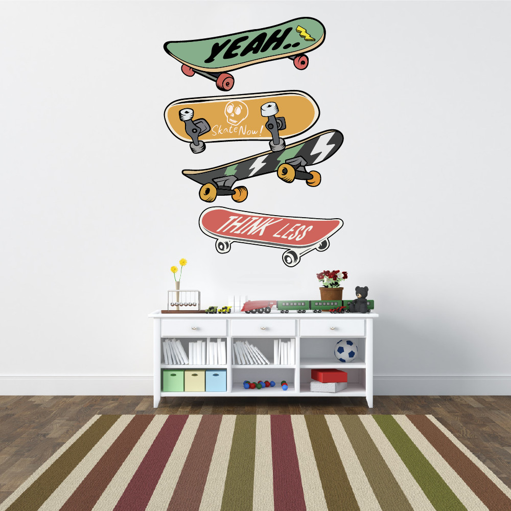 Vinyl Funky Skateboards Multicolored Decor Art Different Design Vinyl Wall Decal