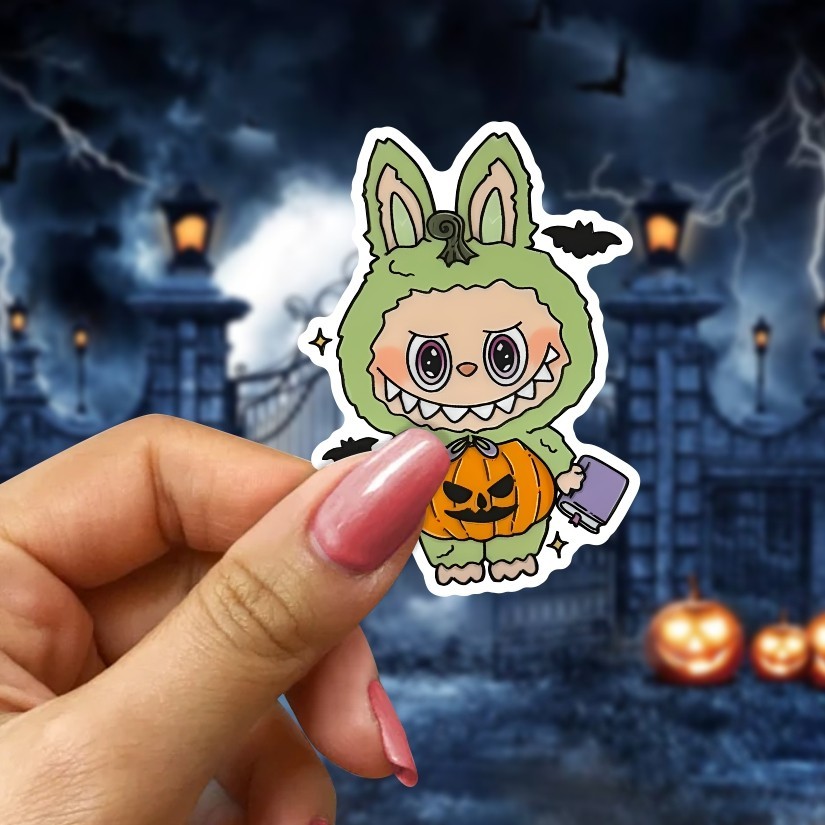 Labubu Halloween Stickers, Set of 12 Peel N' Stick, Sizes available