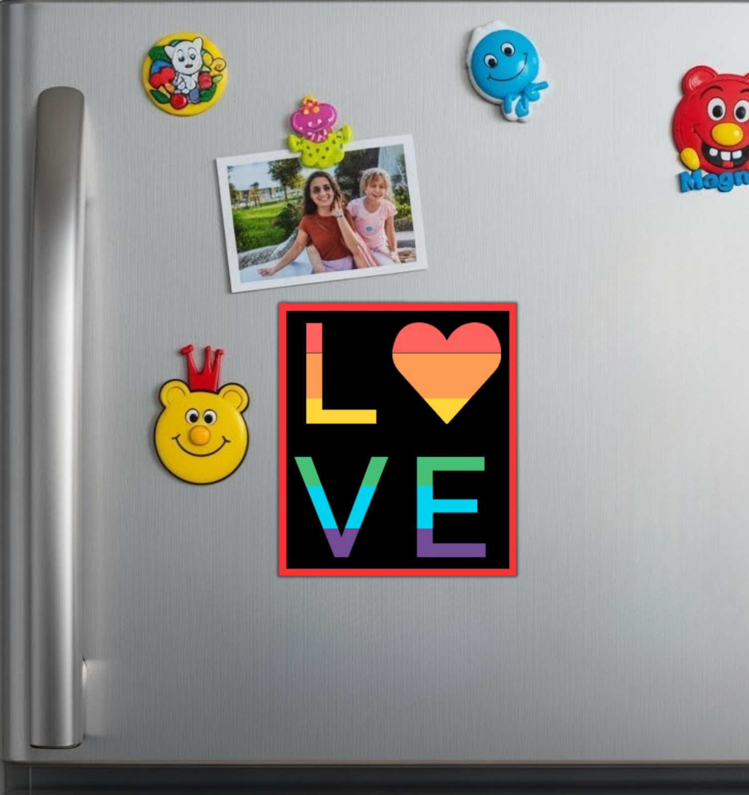 Love Rainbow Heart Pride Fridge Magnet or Laptop Sticker