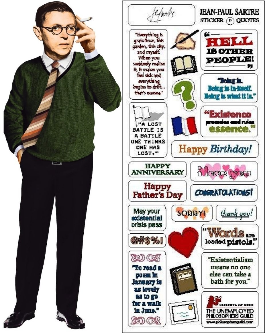 Greeting Card Stickers UPG Quotable Notables NEW JEAN PAUL SARTRE
