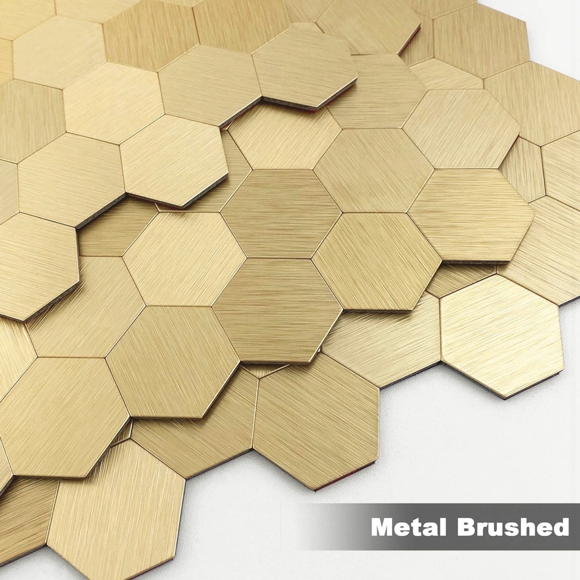 20PC BeNice Peel and Stick Hexagon 3D Adhesive Metal Wall Tile Stickers READ