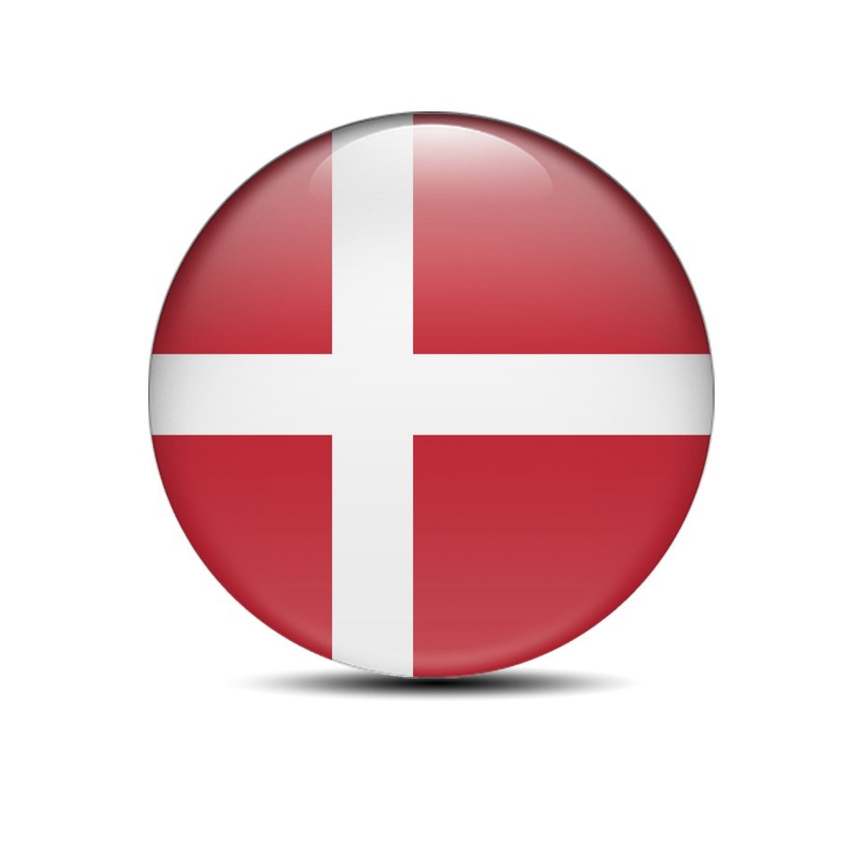 Denmark Flag Dome Sticker 3D Resin Decal Round Glossy Multiple Sizes