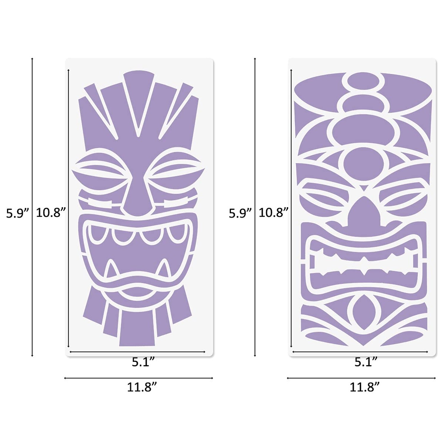 Tiki Tribe Stencils, 16 Pcs Tiki Totems Face with Open Mouth Stencils Reusabl…