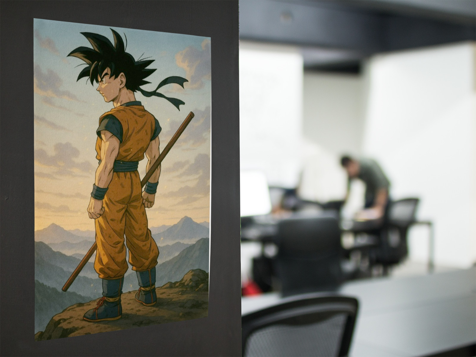 Goku Standing on Mountain Wall Graphic Vinyl Decal Poster (Removable Adhesive)