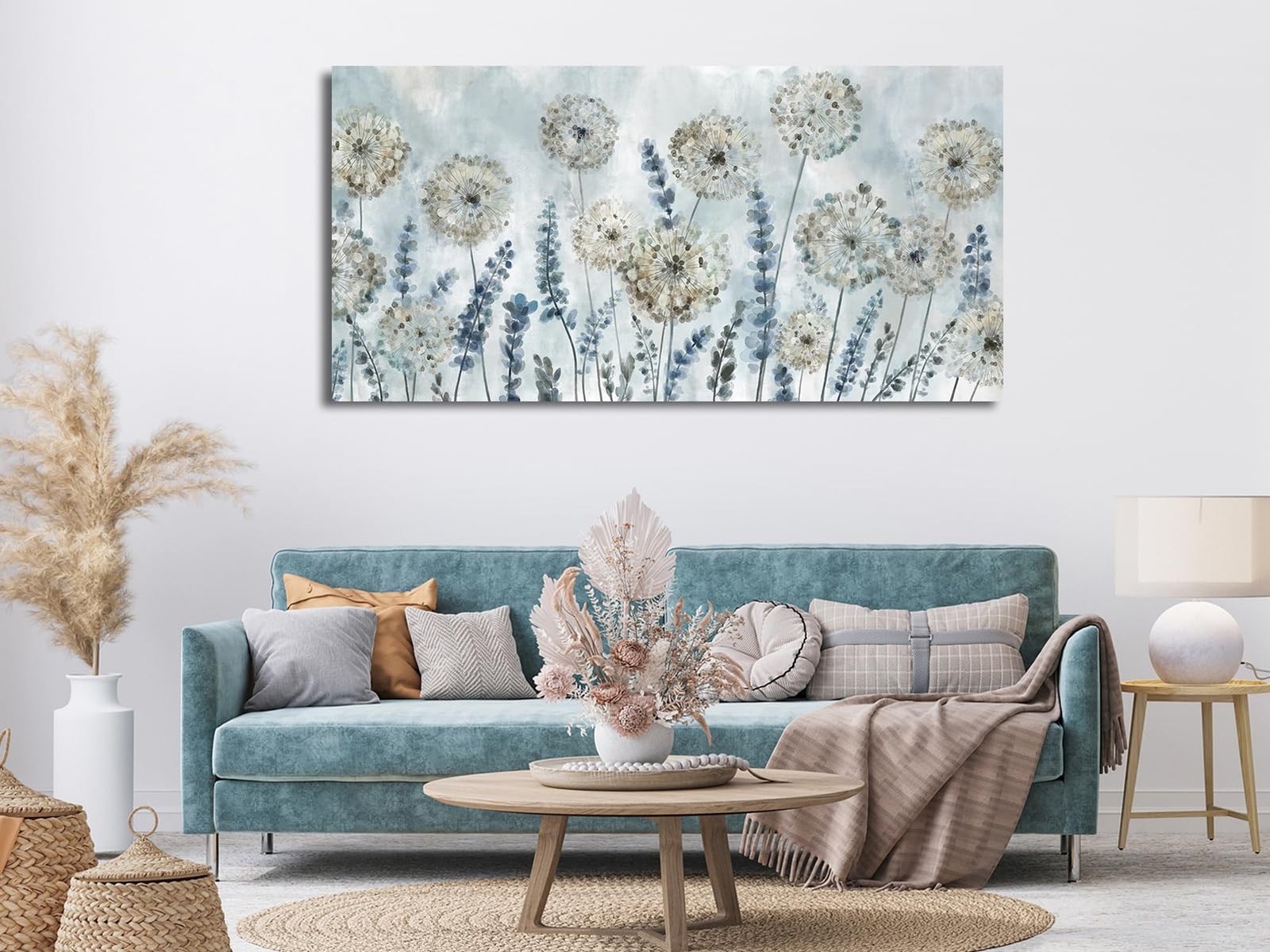 VEAEE Farmhouse Canvas Wall Art – Flowers Dandelion Wall Pictures,Living Room…