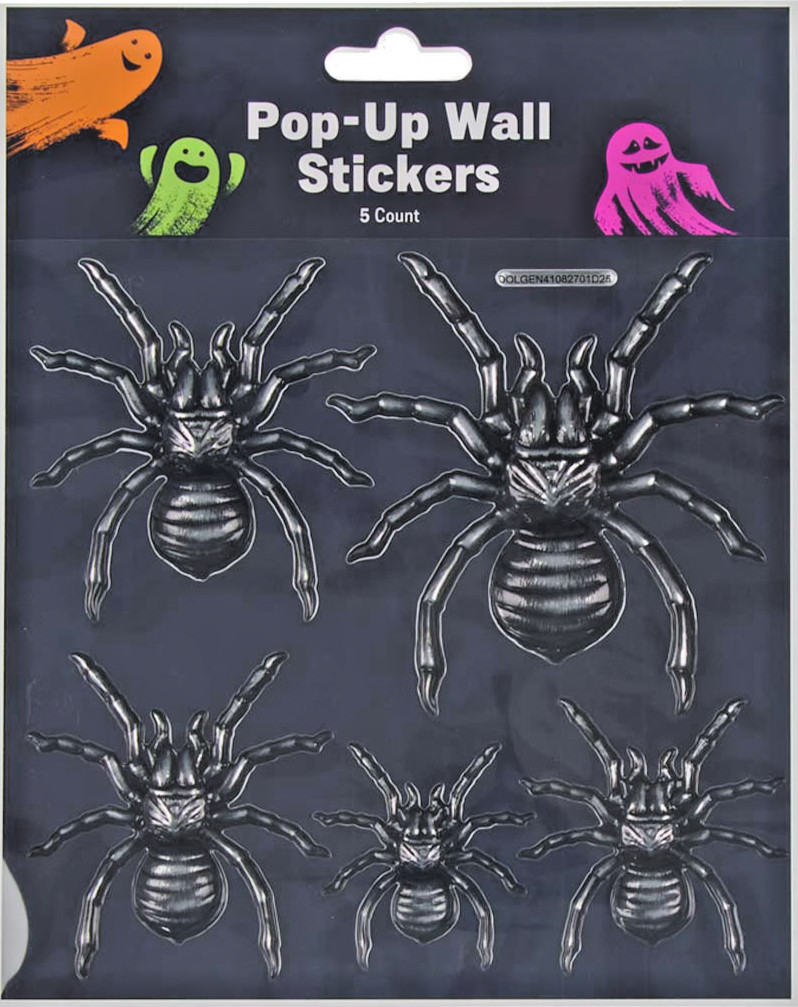 15 ct Pop-Up Wall Stickers Halloween Spooky Themed Bats Spiders Frogs, Crows