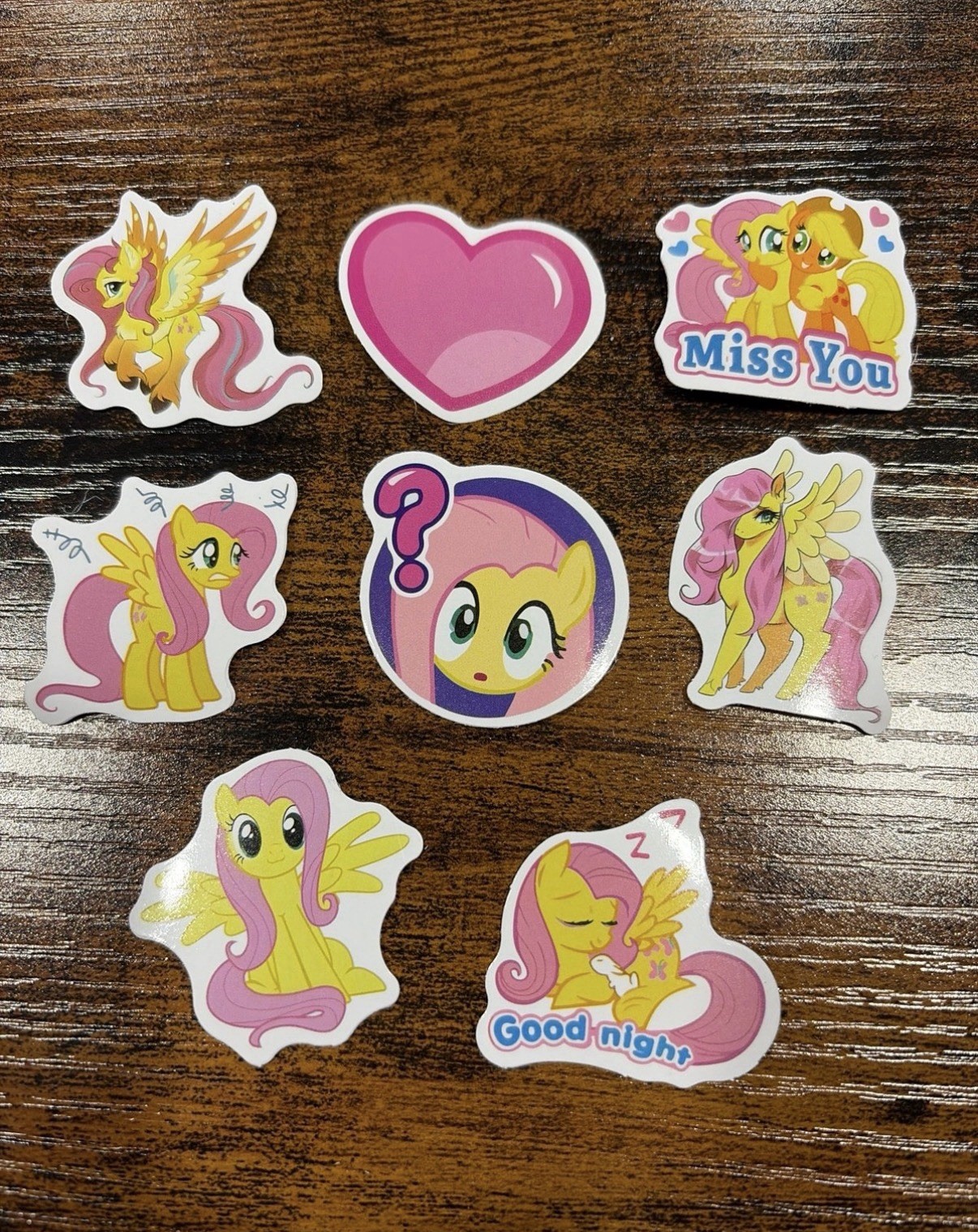 8 1.5” Fluttershy MLP My Little Pony die cut vinyl Sticker lot bundle hasbro