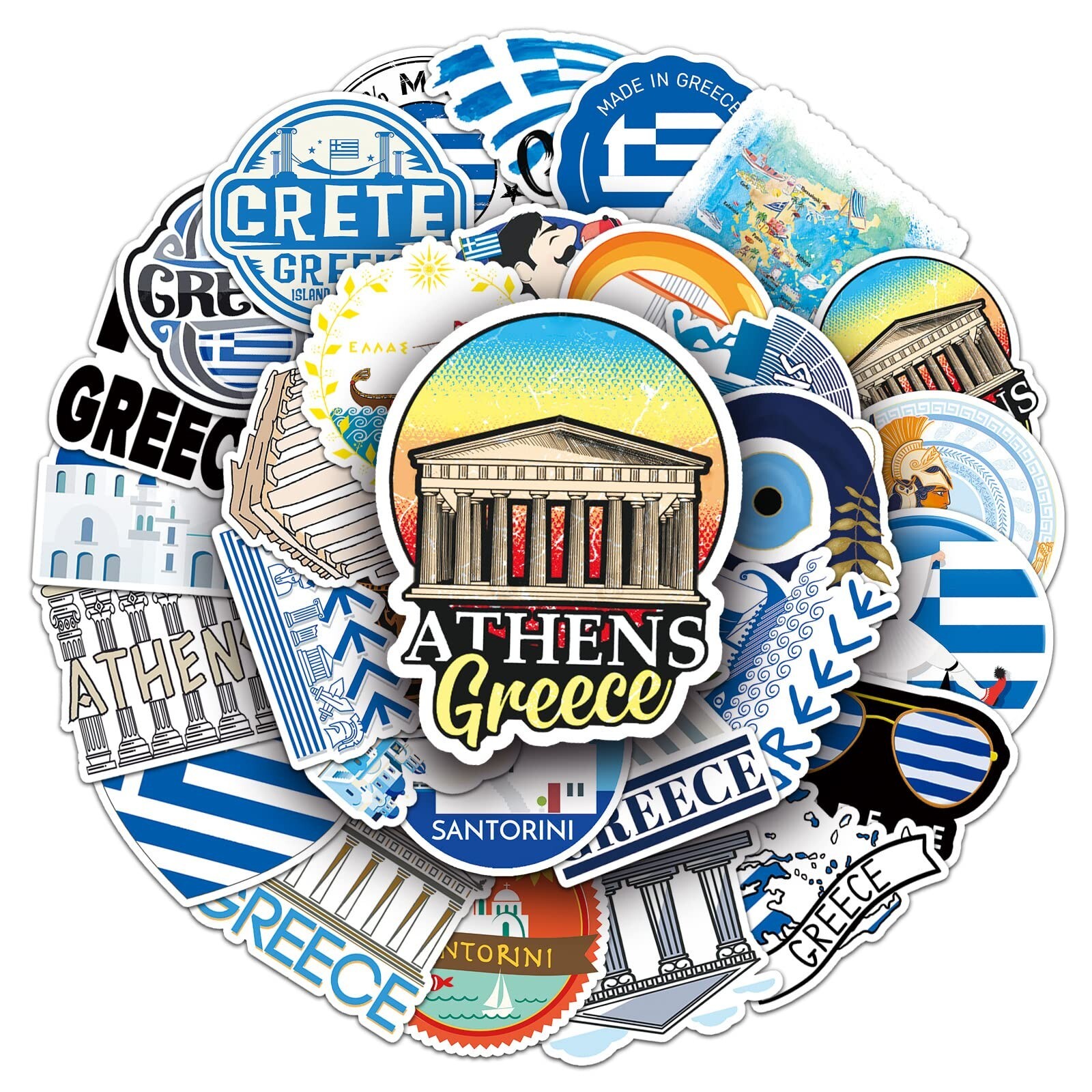 50 PCS Outdoor Travel in Greece Stickers PVC Waterproof Stickers,Water Bottle…