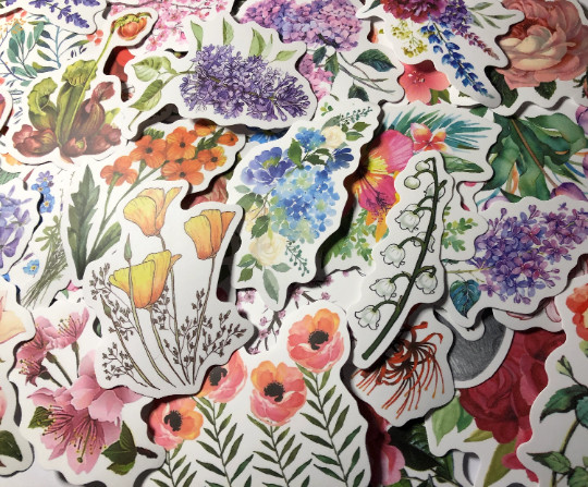 Set of 10 Flower stickers, assorted, flower decal, scrapbook stickers, mom gift