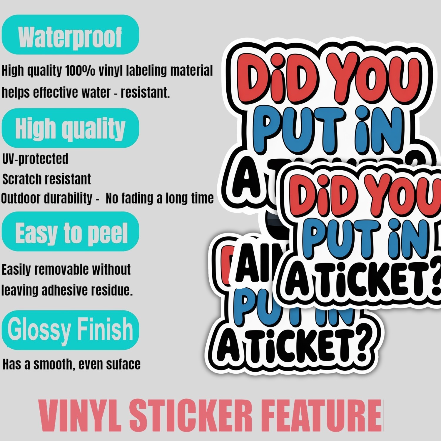 4pcs Did You Put in a Ticket Stickers – Funny Tech Support Vinyl Decals