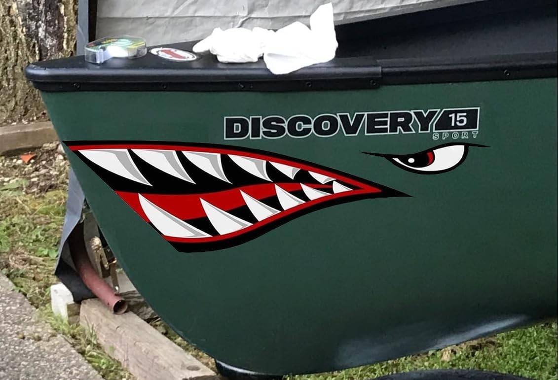 Shark Teeth Mouth Reflective Decals Graphics Sticker Fishing Boat Canoe Car Truc