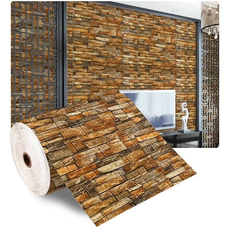 3D Foam Brick Wall Decals Self Adhesive Waterproof Wallpaper for Living Room TV