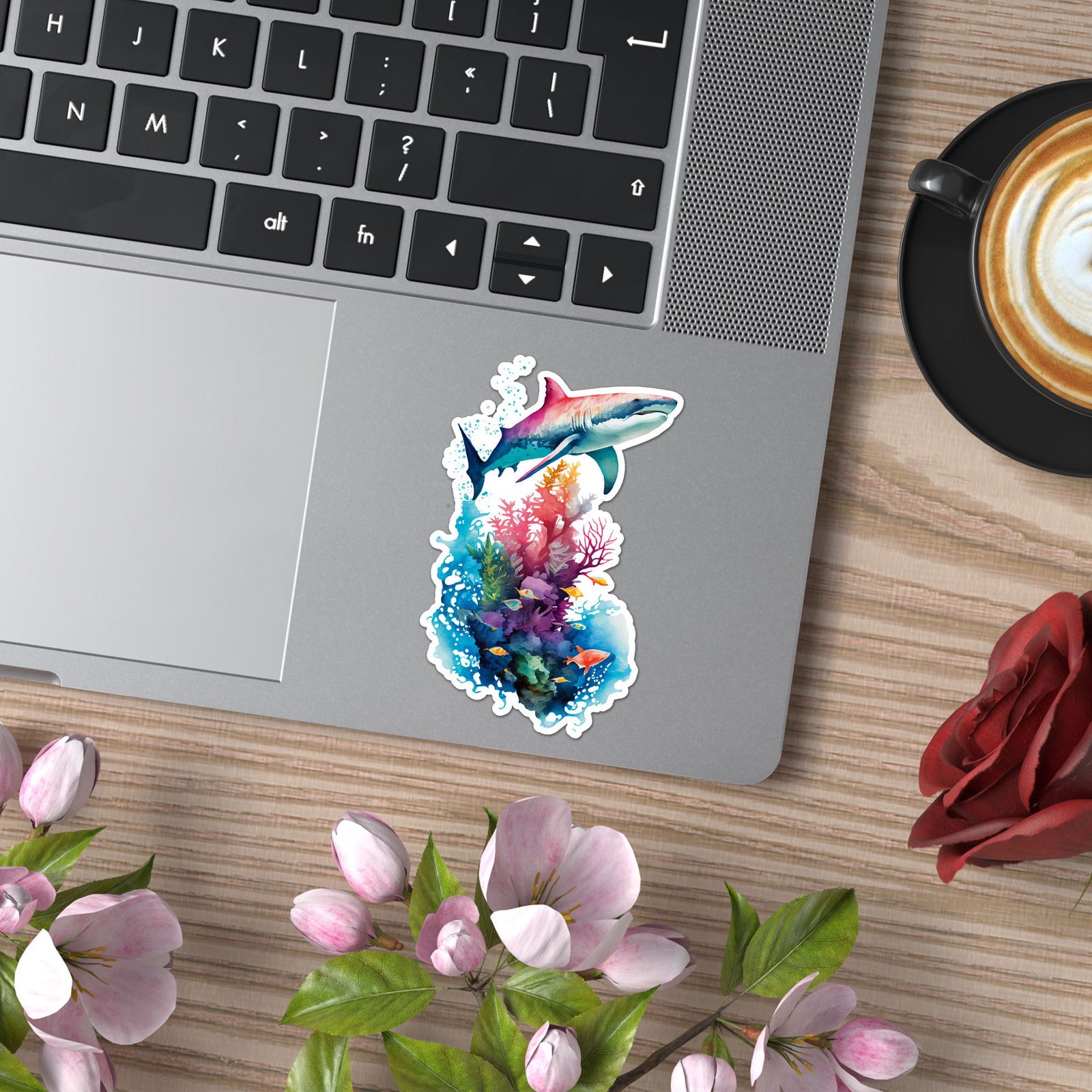Shark Coral Reef – Vinyl Decal Sticker – Car Window Laptop – ebn11357