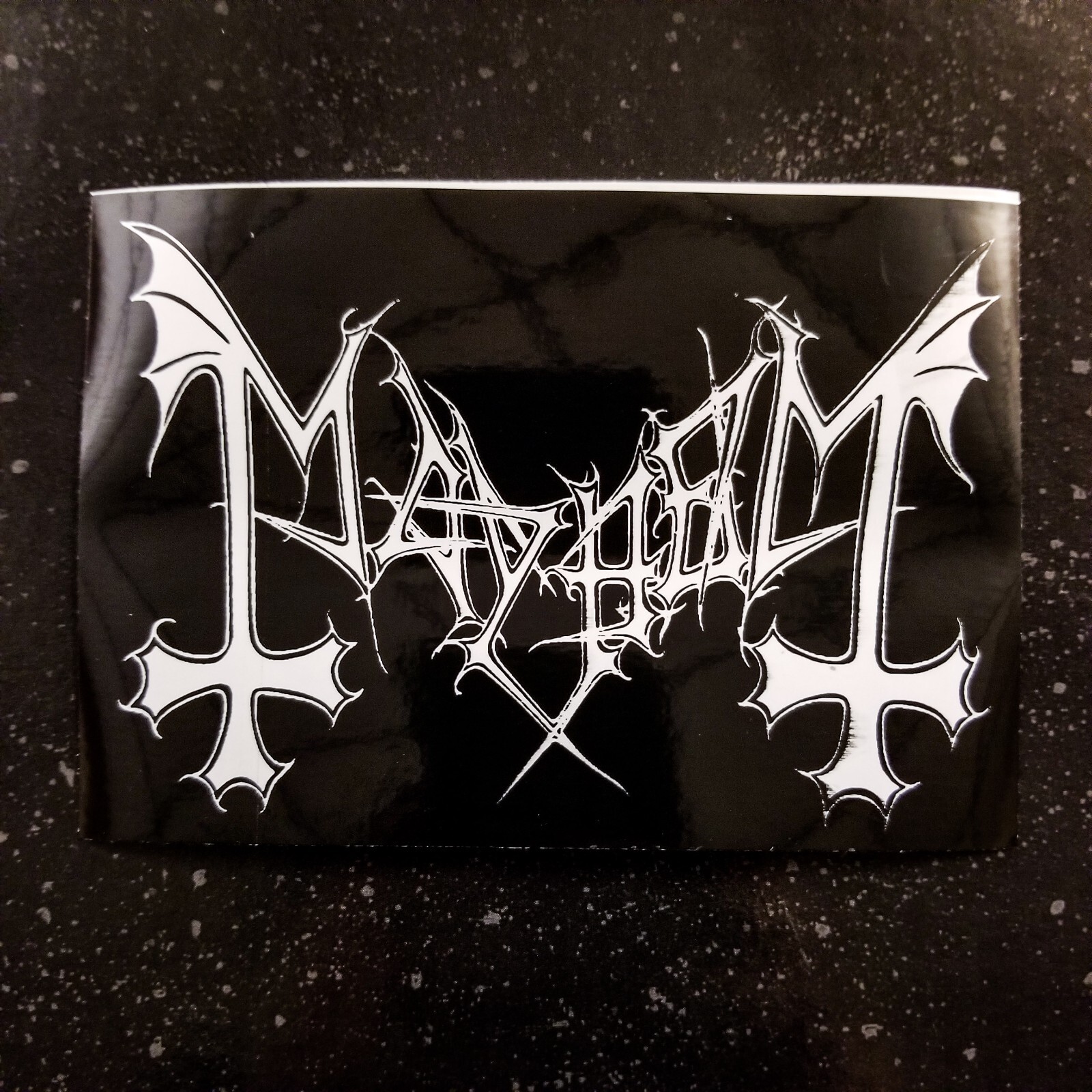 Mayhem 5 x 4" Waterproof Vinyl Sticker Decal [💪 HQ Durability!] Black Metal
