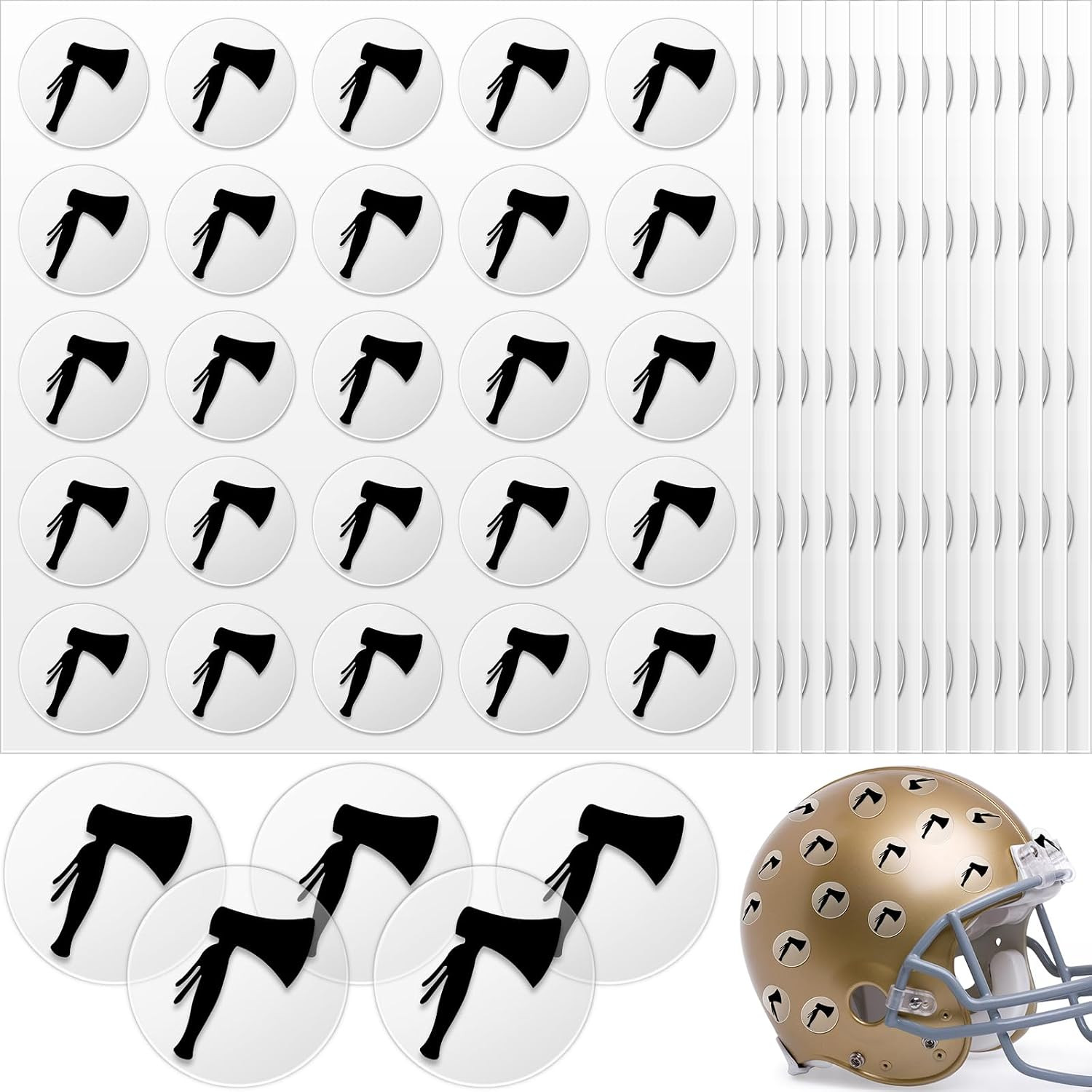 200 Pcs 8 Sheets Football Helmet Stickers Hatchet Decals 1-1/8 Inch Self Adhesiv