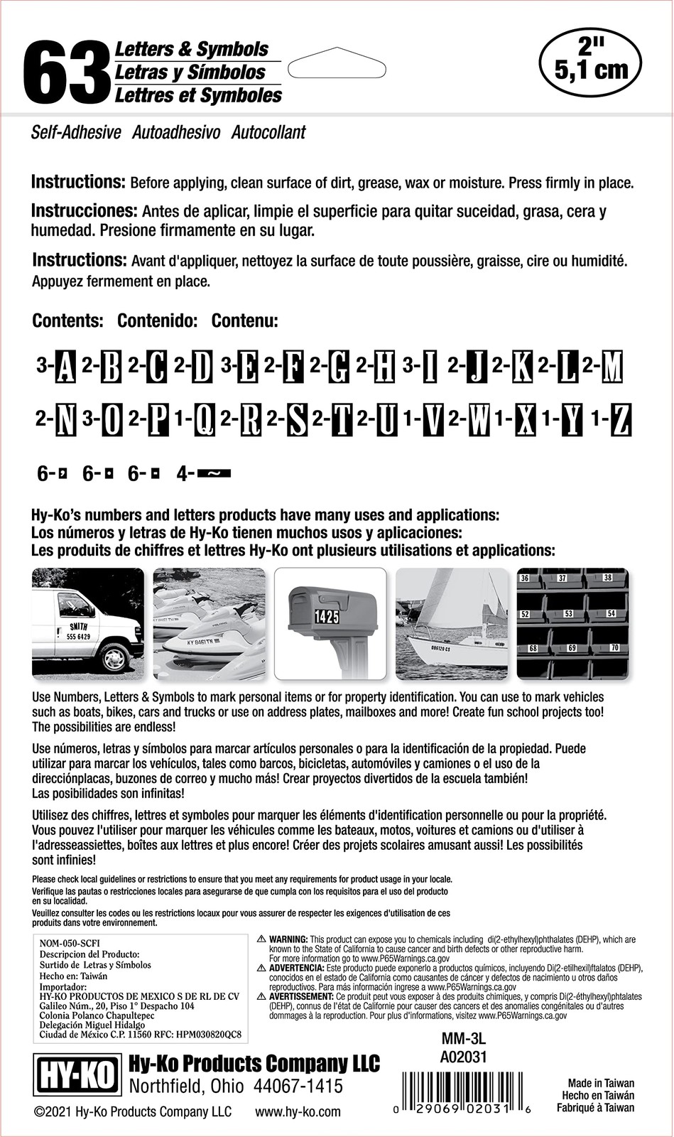 Hy-Ko Packaged Numbers & Letters, DIY Address Number Stickers for Deliveries and