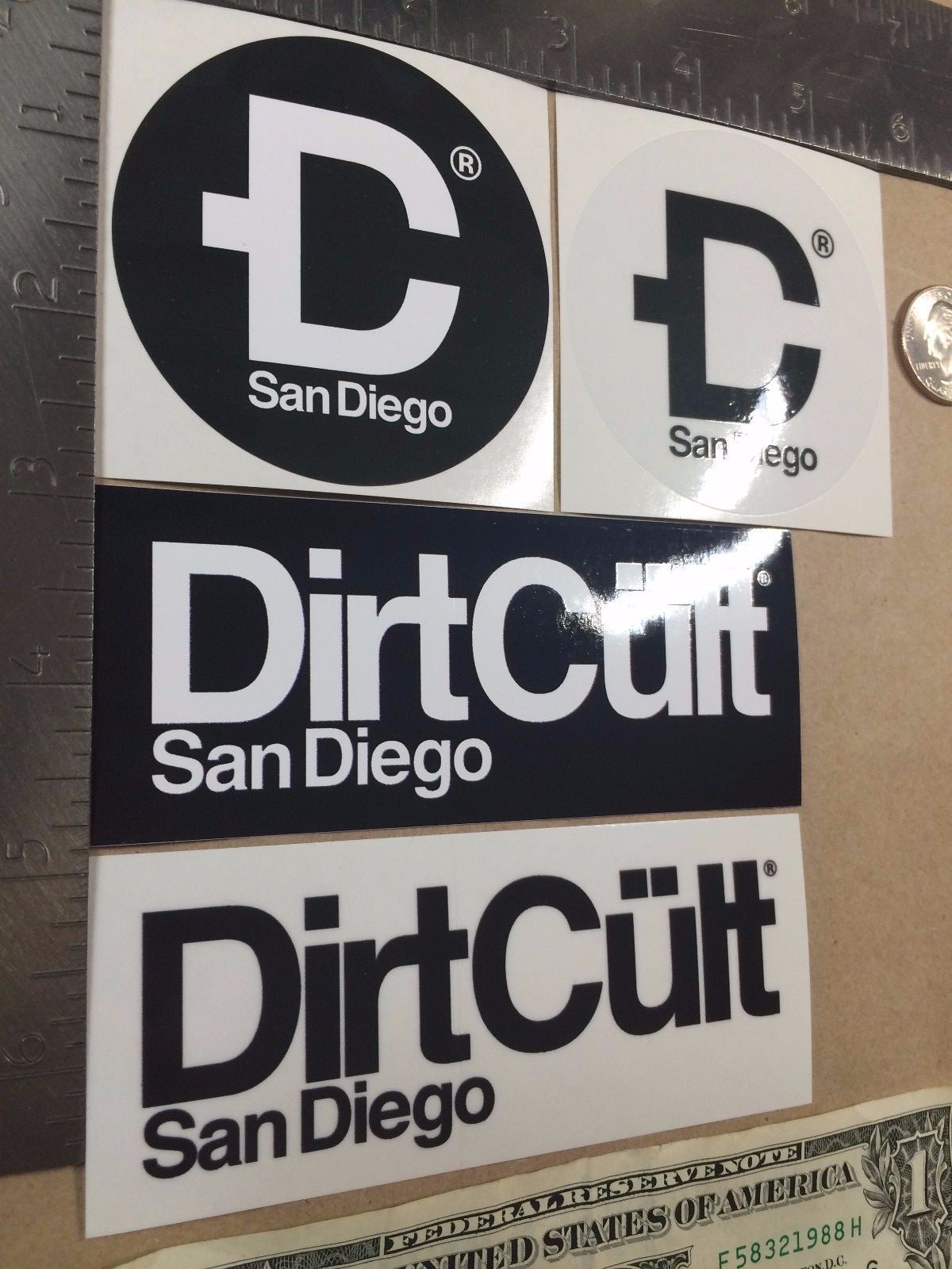 Lot of 4 Dirt Cult Clothing San Diego Stickers DirtCult Dirt Bike Mountain Bike