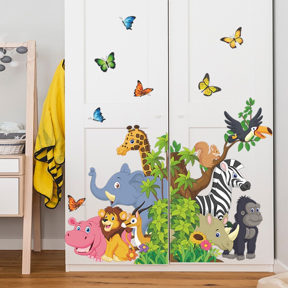 Vinyl Decal Wall Sticker Jungle Animals Living Room PVC Playroom Removable Room