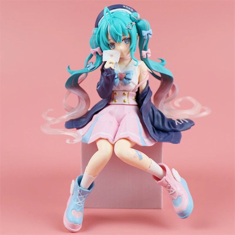 Kawaii Hatsune Miku Anime Figure Toys 11cm Neko T-Shirt Ver. PVC Action Figurine