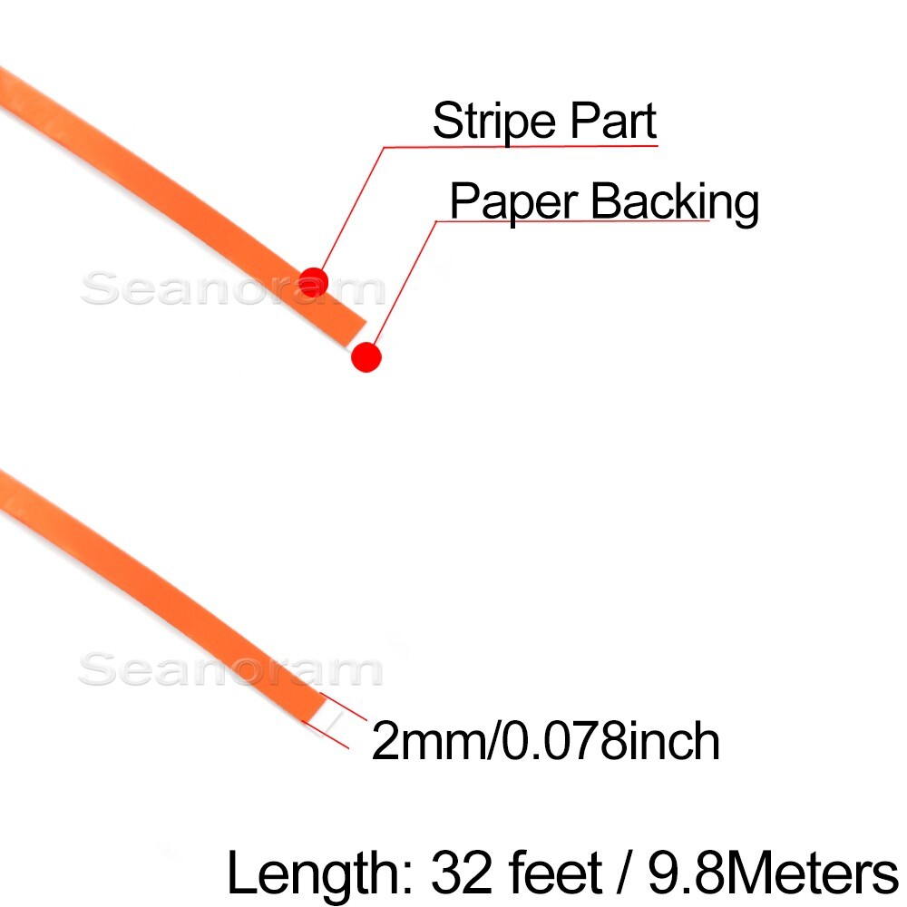 1/12" 2mm Orange Chrome DIY Home Shop Pinstriping Pin Stripe Decal Vinyl Sticker