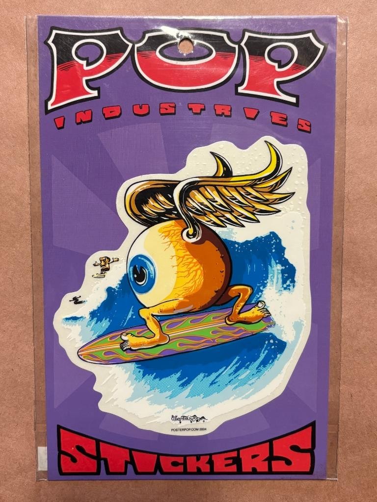 Pop Industries Sticker-VON FRANCO Surf Eyeball Wings-new 2004 posterpop retro