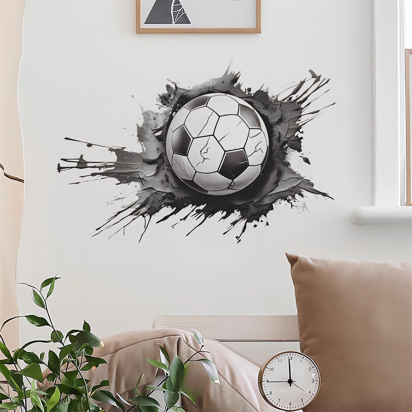 Broken Wall Soccer Ball Wall Stickers, sacinora 3D Sport Wall Decals Removabl…