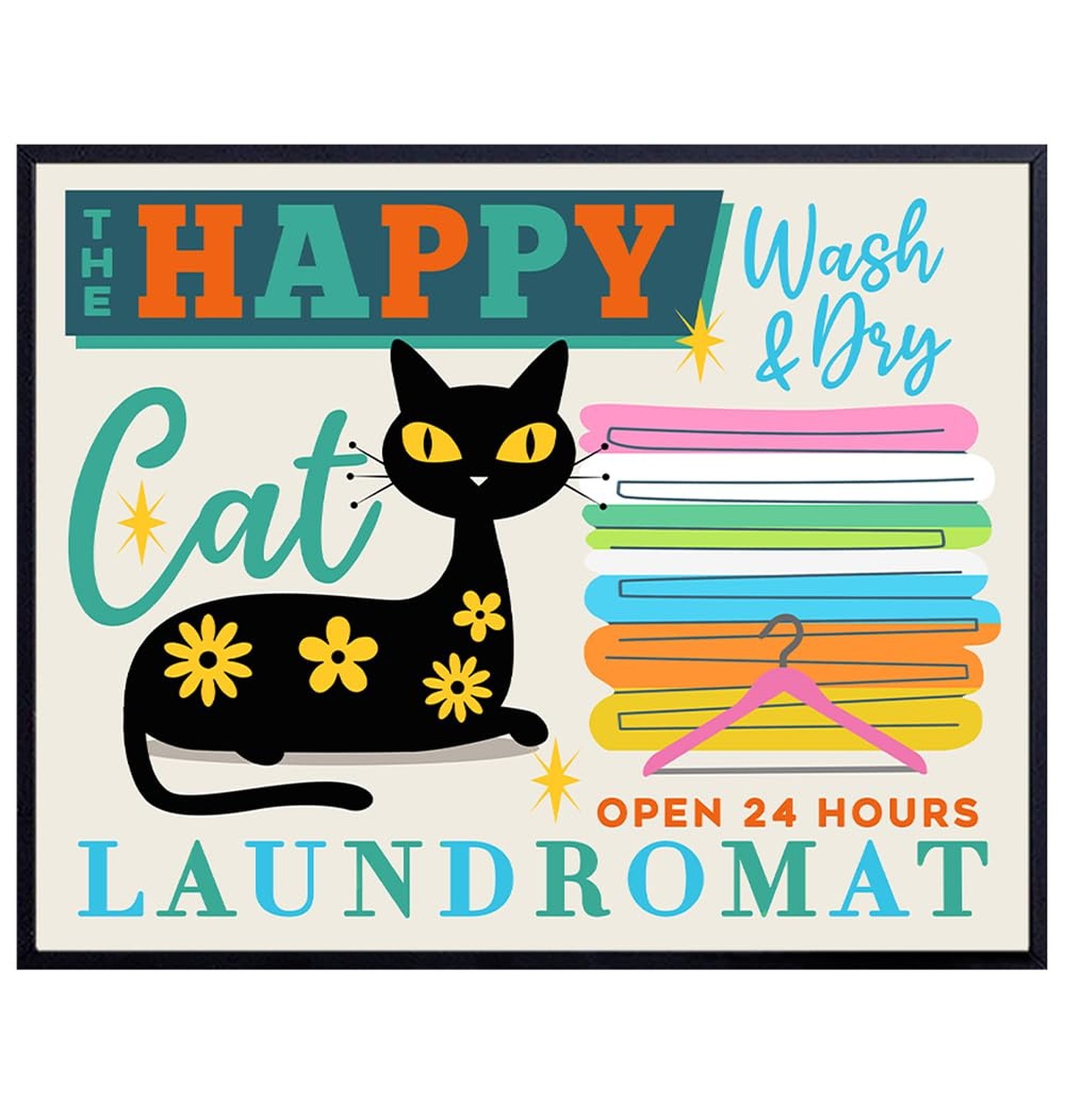 Mid Century Laundry room Decorations – Laundry room Wall Decor, Cute Cat Wall…