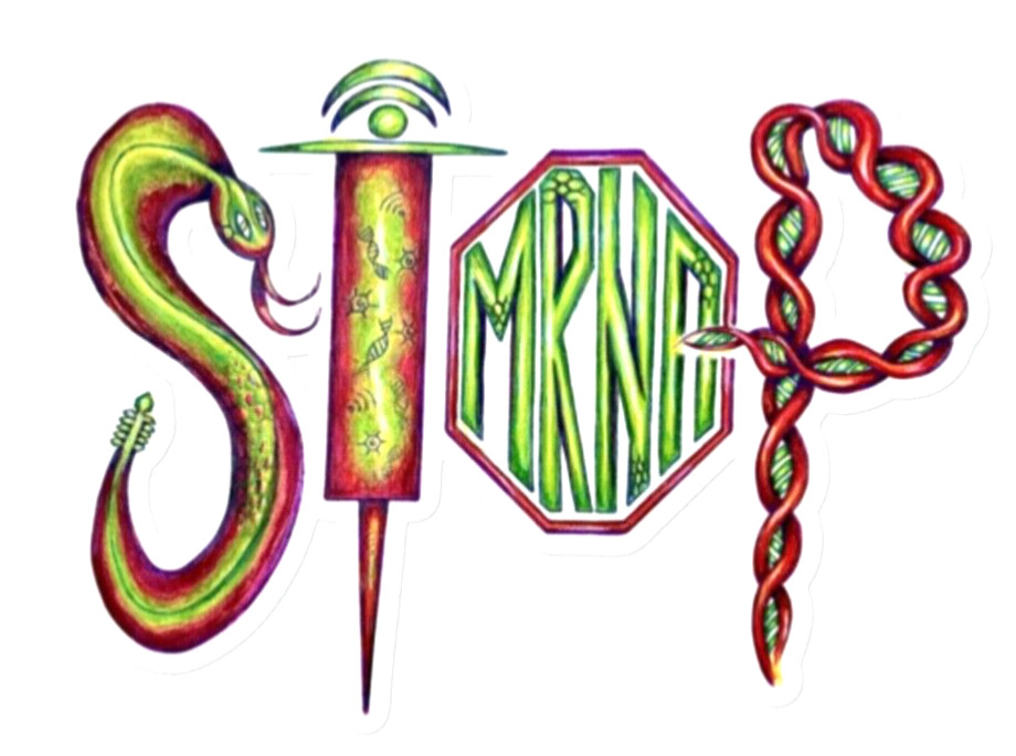 Stop Mrna Stickers 3″×3″/ 4″×4″/ 5.5″×5.5″/ 15″×3.75″