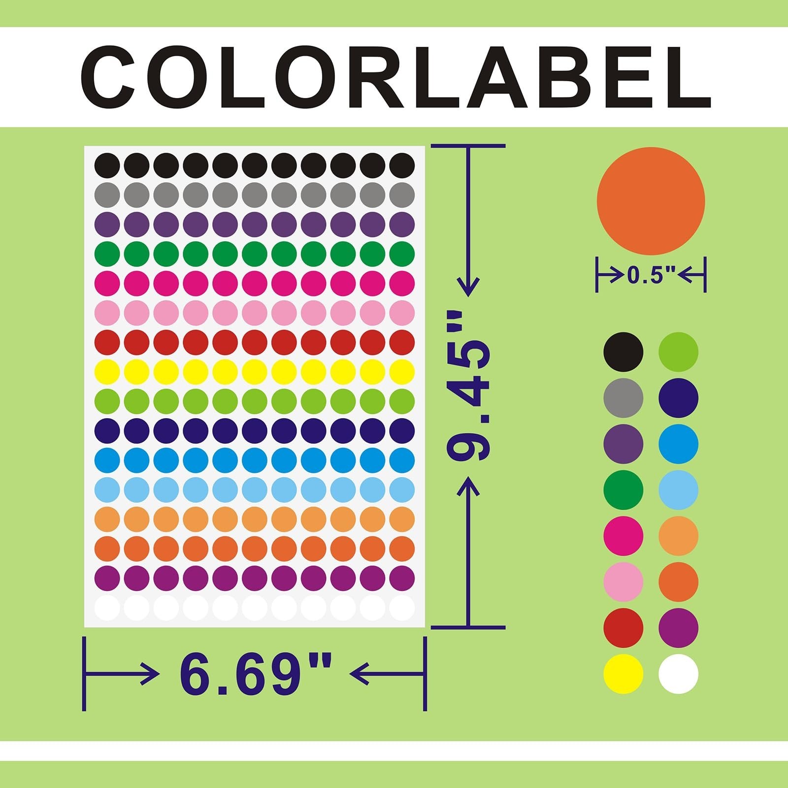 8800PCS Colored Dot Stickers 1/2 Inch Dot Stickers for Toddlers Small Circle …