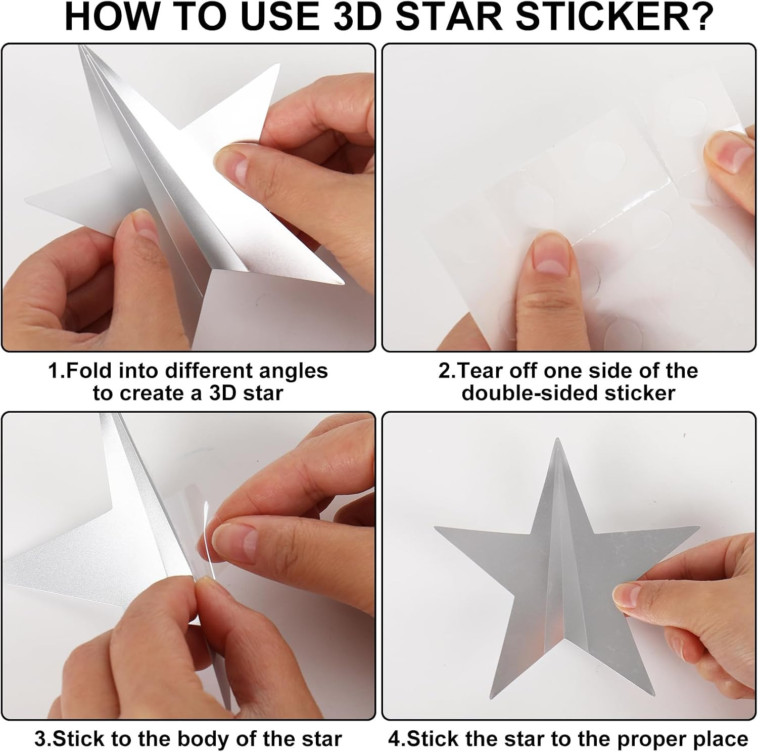 72Pcs 3D Patriotic Wall Stickers Red Blue White Star Window Decals 4th of July R