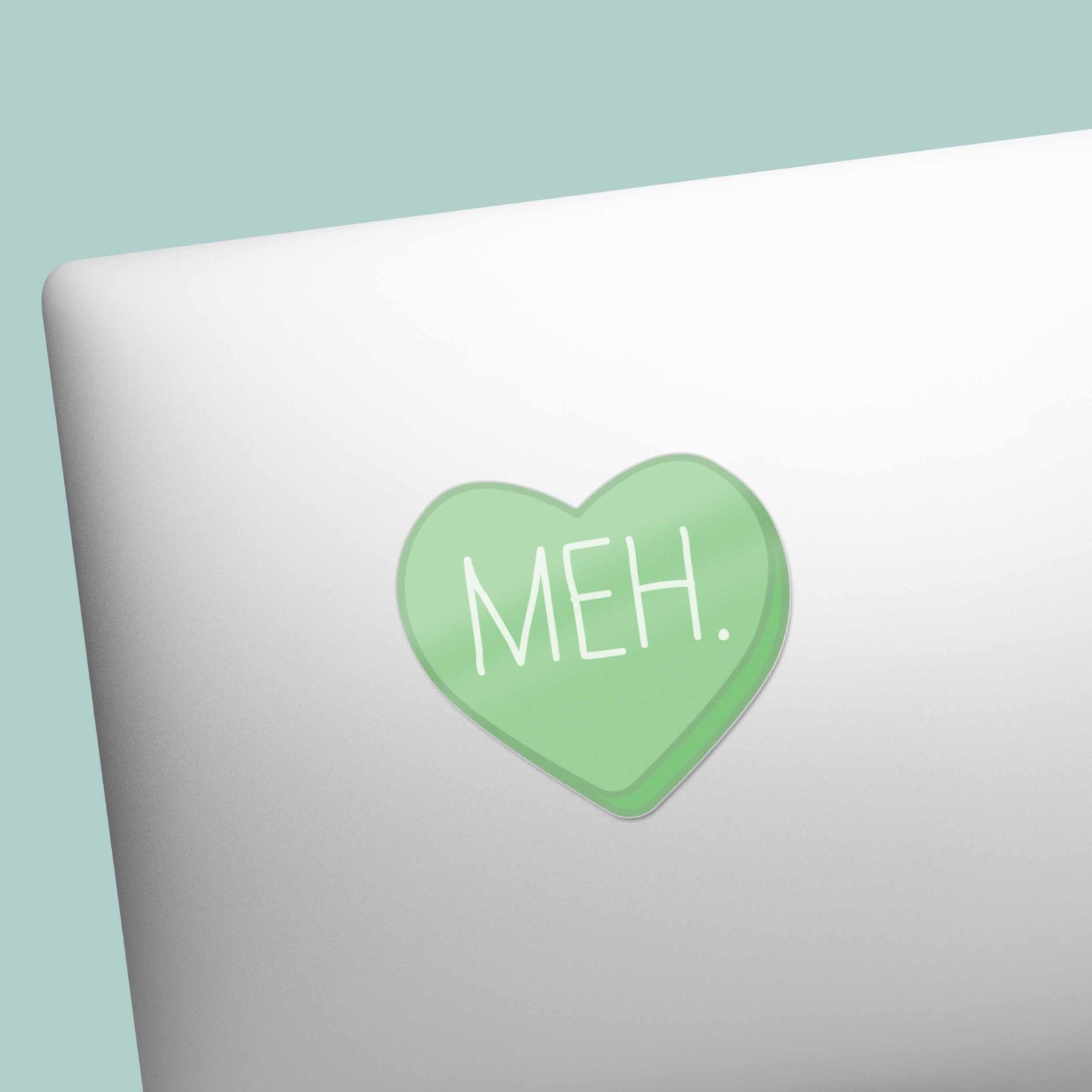 Meh Funny Candy Heart Sticker- Mini Valentines Day Decal for Laptop & Hydroflask