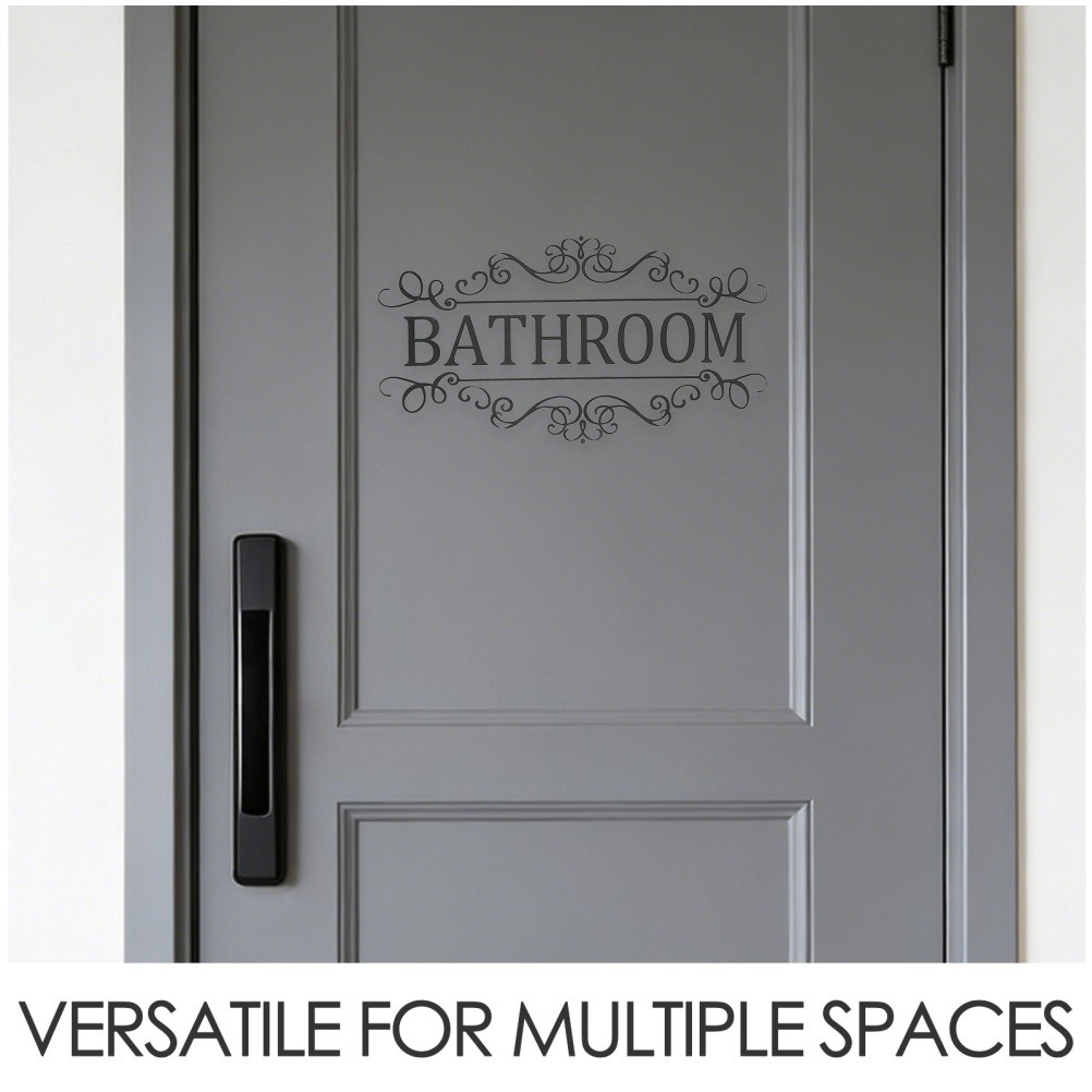6 Pcs Multifunctional Door Sticker Sign Toilet Bathroom Decor Front