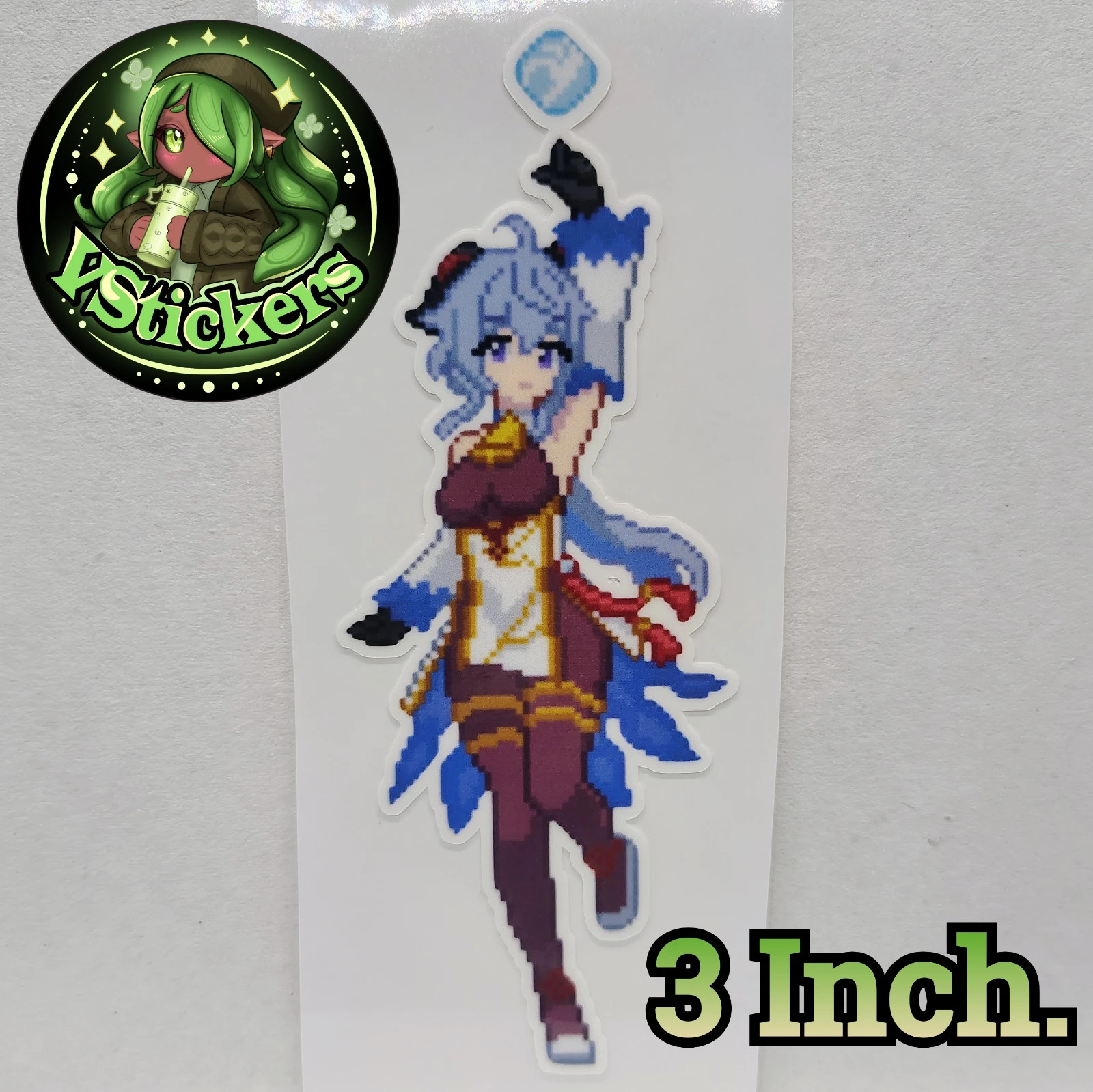 [Genshin Impact][3 Inch.] Pixel Ganyu Fan Art Water-Resistant Vinyl Sticker!