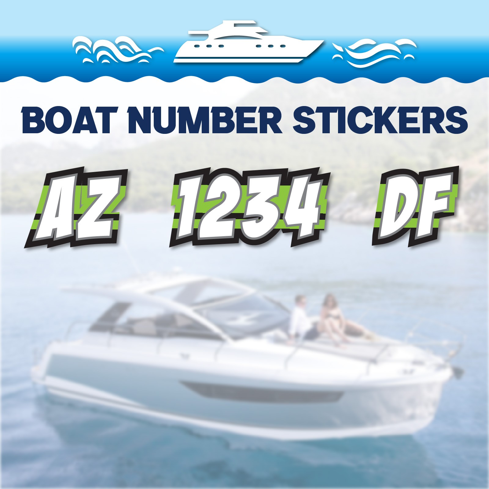 3 inch 2x Watercraft Number Custom Boat Registration Stickers3 inch Plain