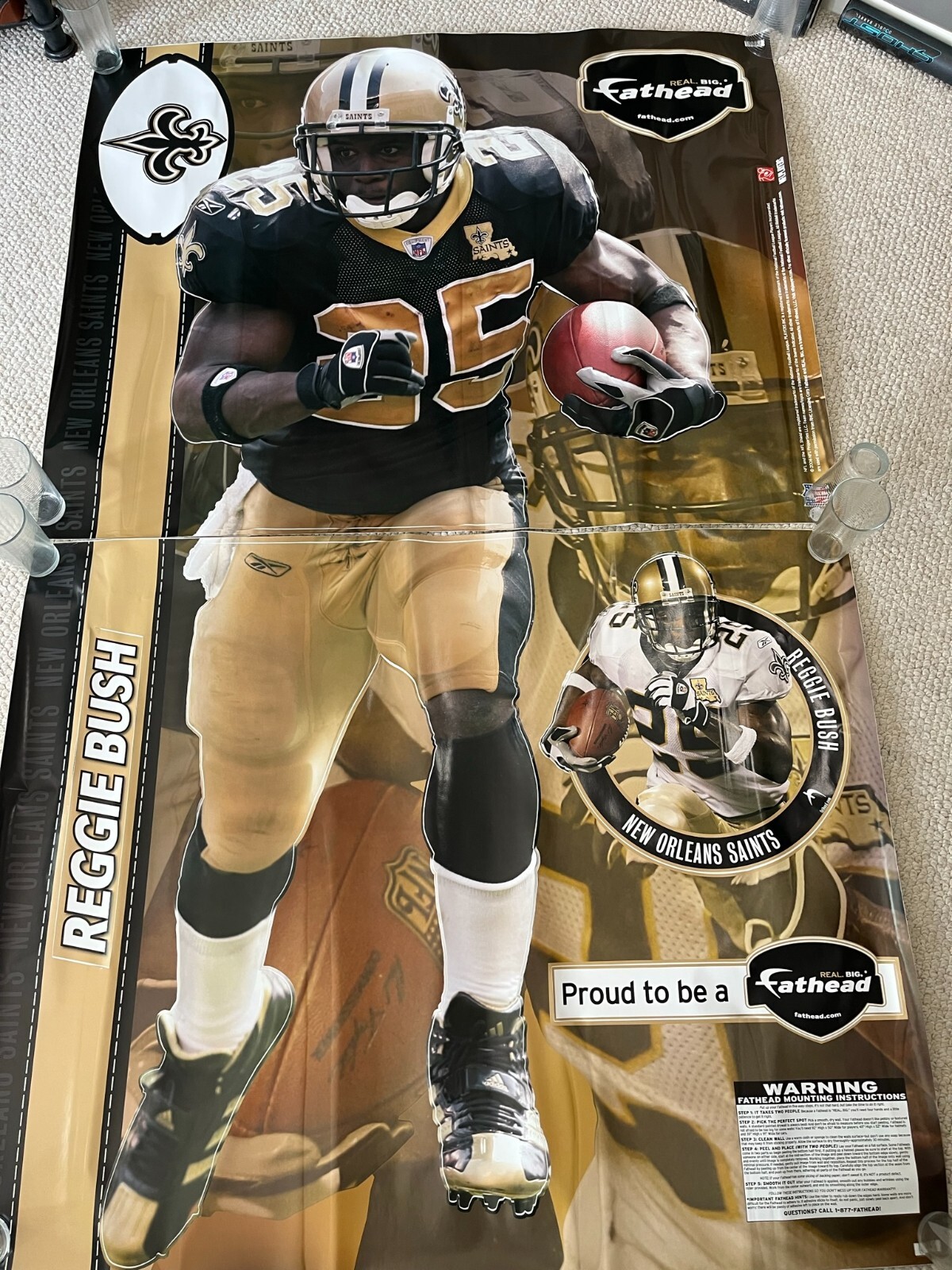 NFL Reggie Bush New Orleans Saints Fathead Wall Decal Decoration NEW, Never Used