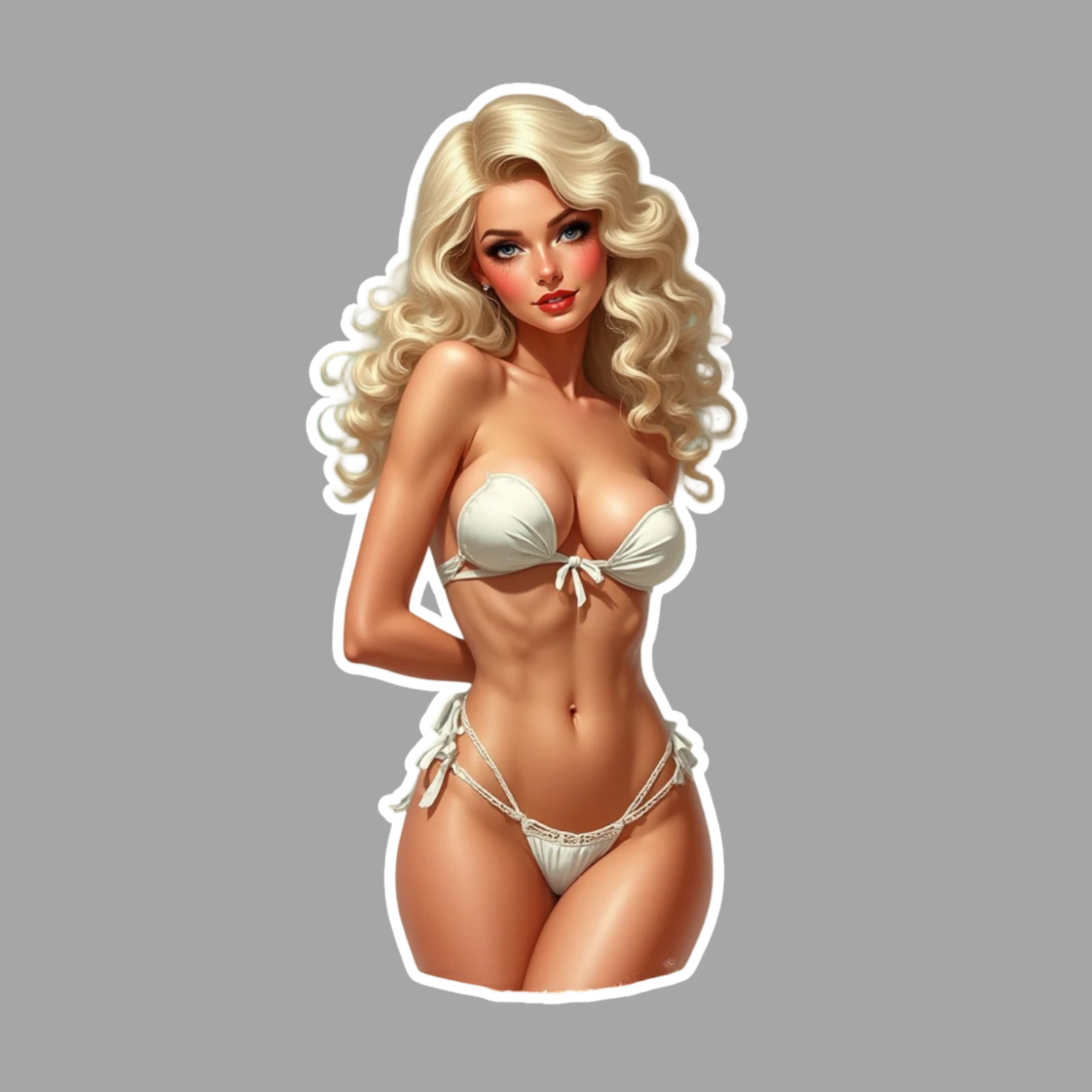 Blonde pinup girl sticker vinyl decal model bikini vintage retro seductive