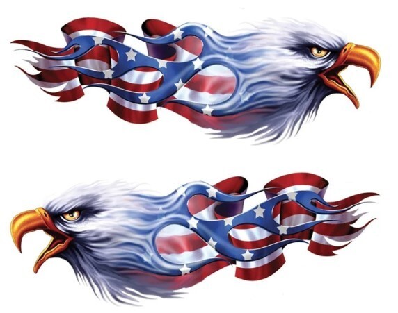 NEW LETHAL THREAT USA FLAME EAGLE L/R MINI DECAL STICKER 2.75"x3.5" RC00053
