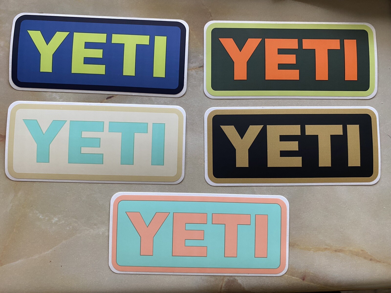 5 Original YETI Stickers Decals Multi Colors Decals