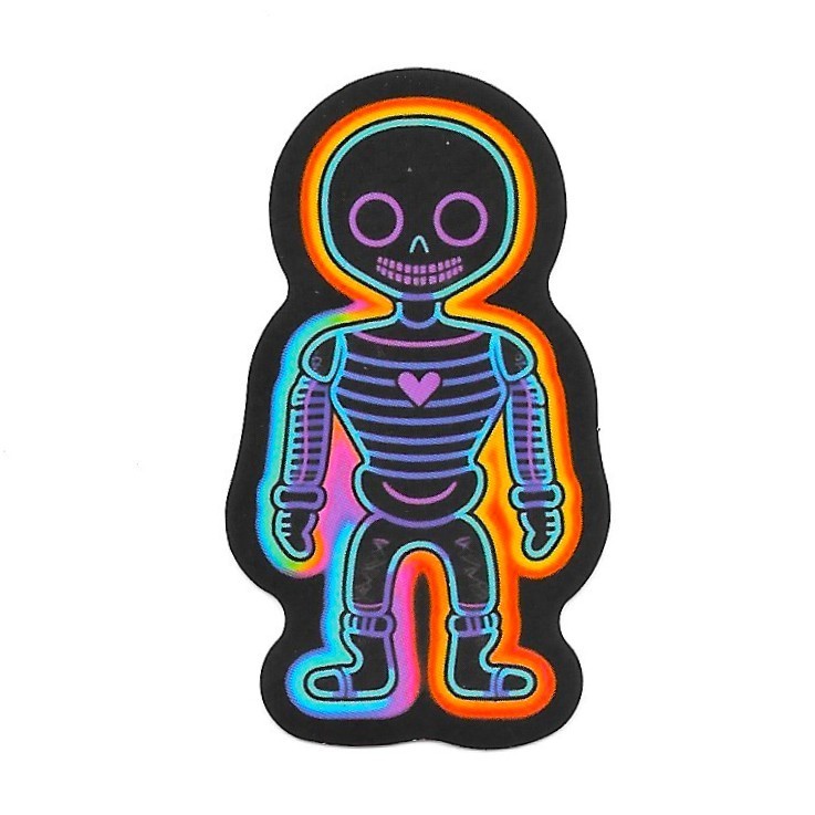 Neon Skeleton Vinyl Sticker Gamer Heart Retro Glow Decal Laptop Skull Art Cute
