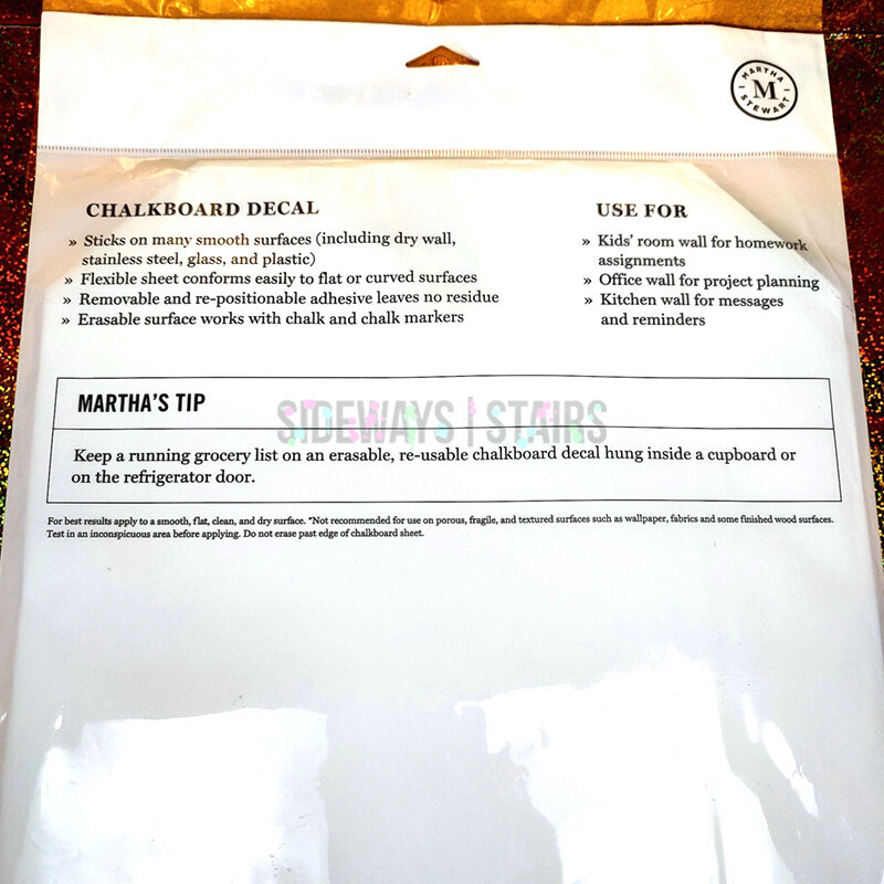 MARTHA STEWART CHALKBOARD DECAL PANEL 11" x 16" reusable emerald shape art deco