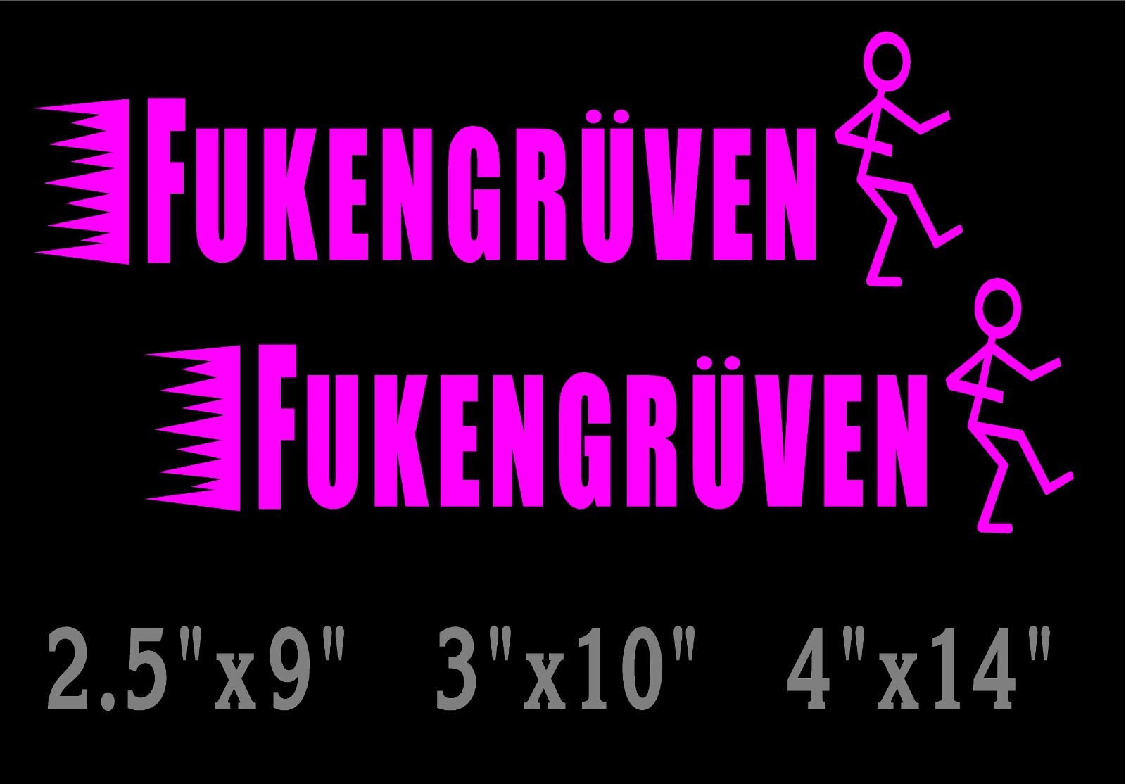FUKENGRUVEN Decal with Stick Person funny window vinyl sticker x 2