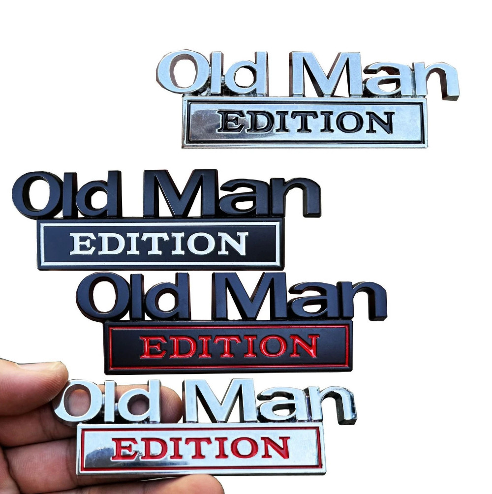 2pcs Old Man Edition Car Emblem 3D Metal Sticker Badge–New Funny Edition Decal