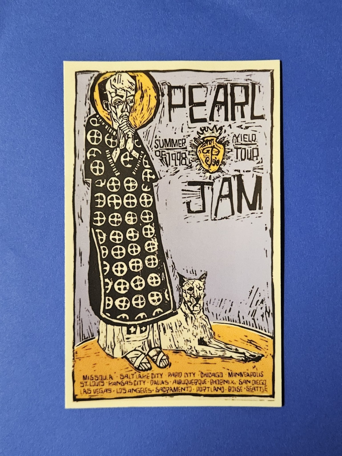 Pearl Jam 6"x3.5" Die-Cut Vinyl Sticker Yield Tour 1998 Summer Poster Art